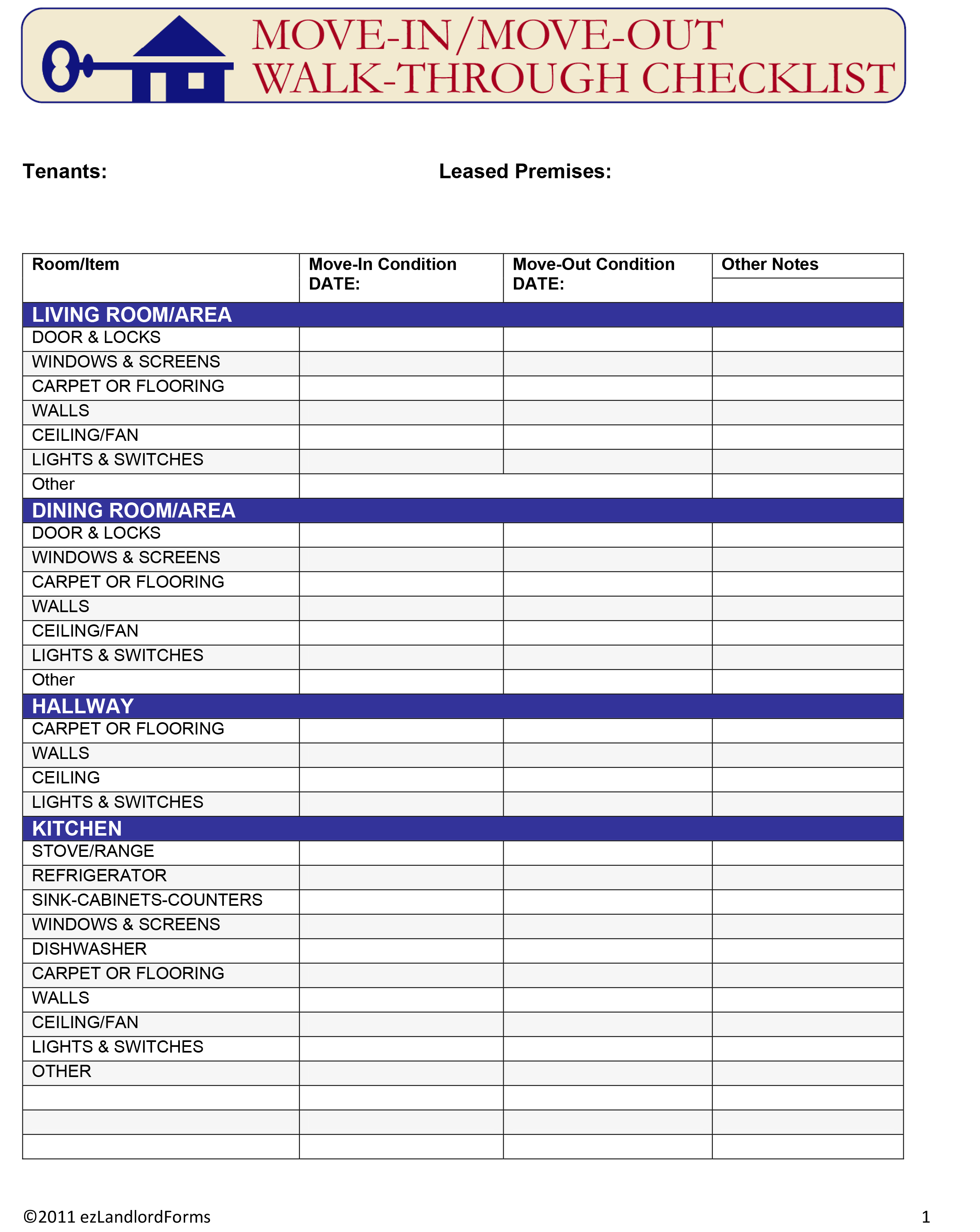 Printable Move Out Checklist