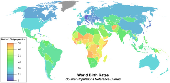 World Birth Rate Map