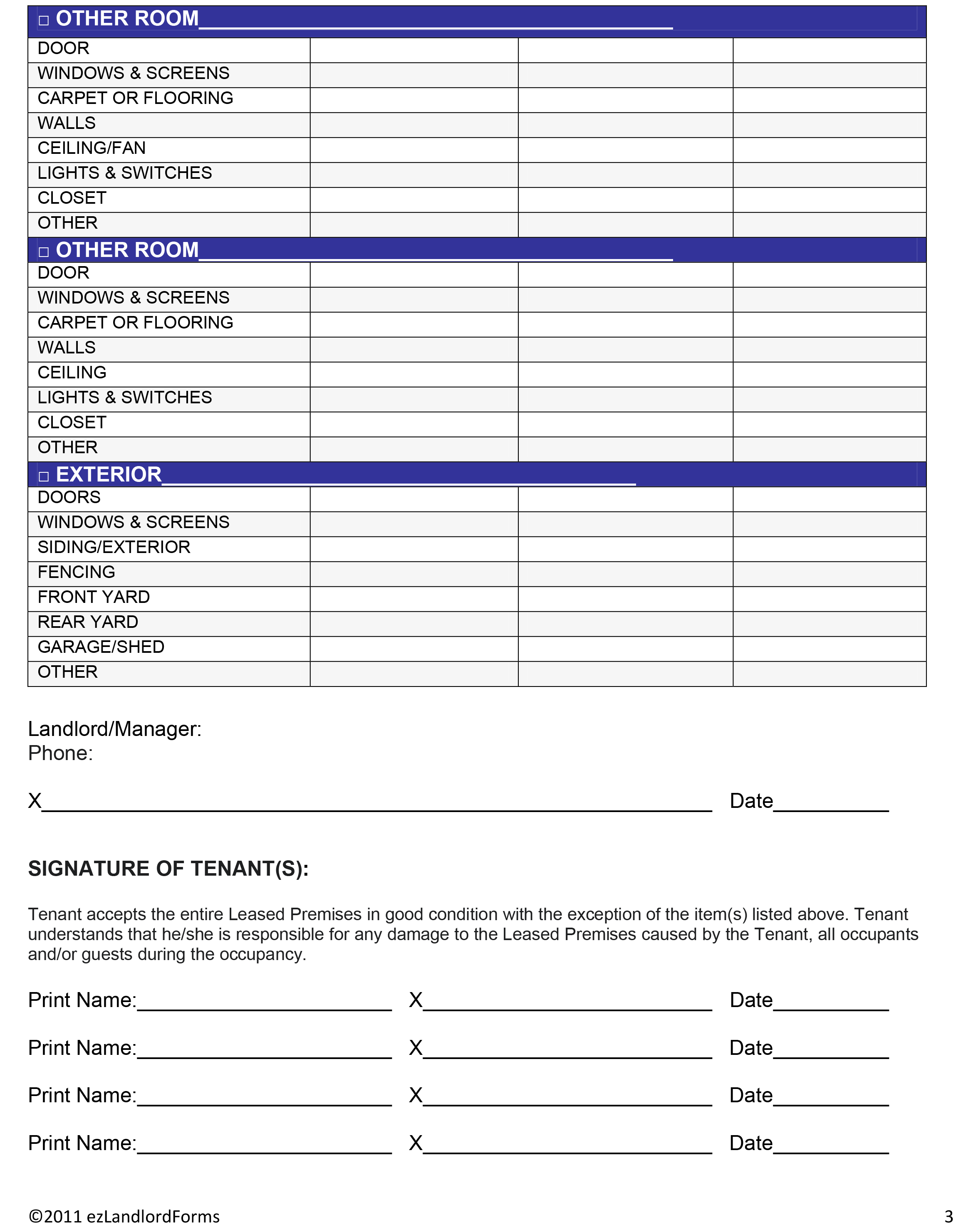 Printable Final Walk Through Checklist