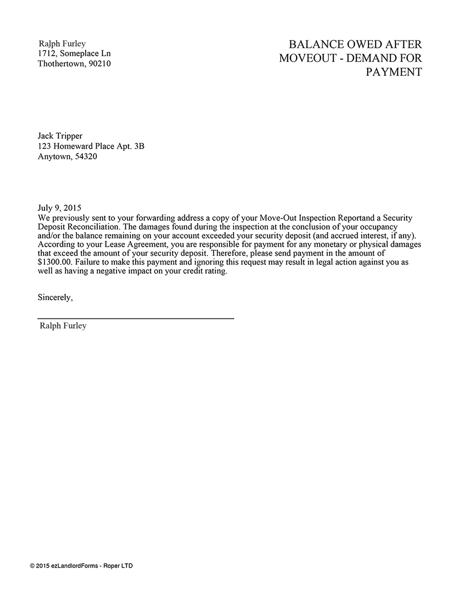 Sample Demand Letter For Money Owed The Document Template